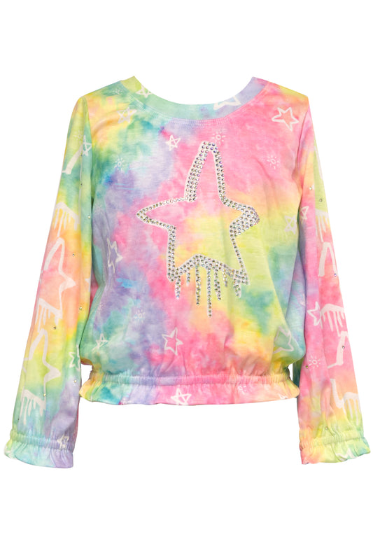 Little Girl’s Tie-Dye Long Sleeve Star Top