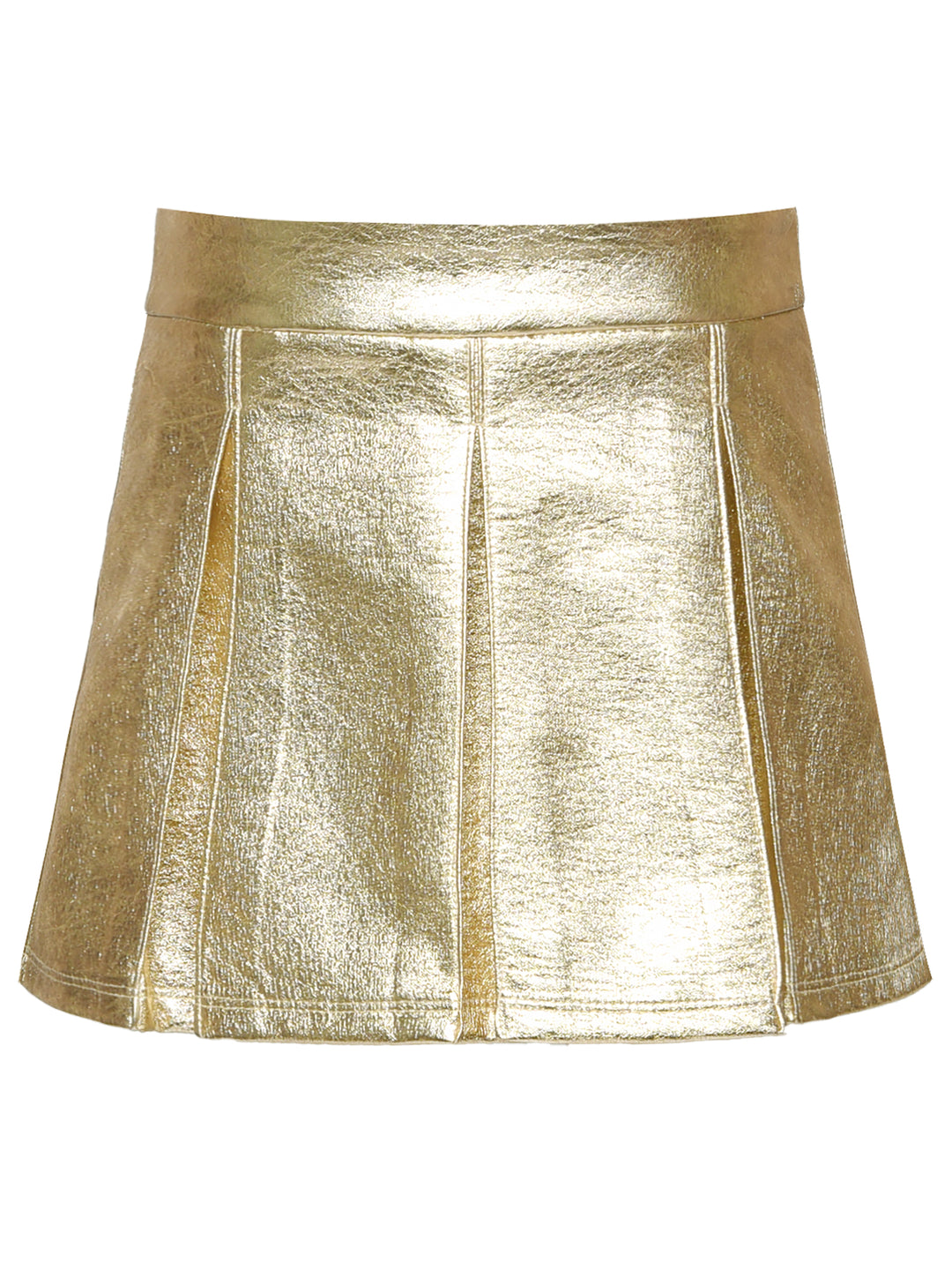 FAUX LEATHER METALLIC PLEAT SKIRT