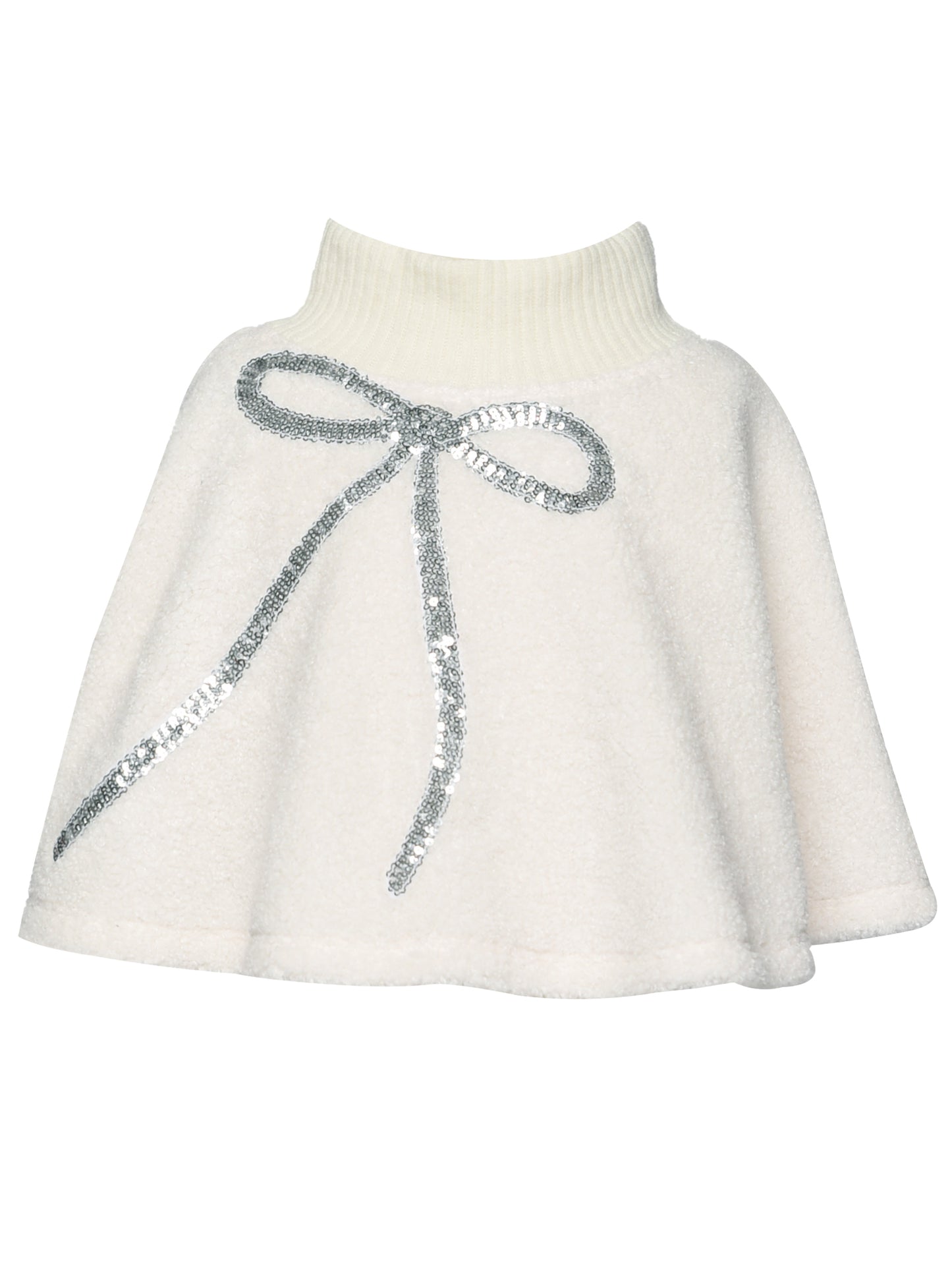 SHERPA PONCHO W/ SEQUIN BOW DETAIL