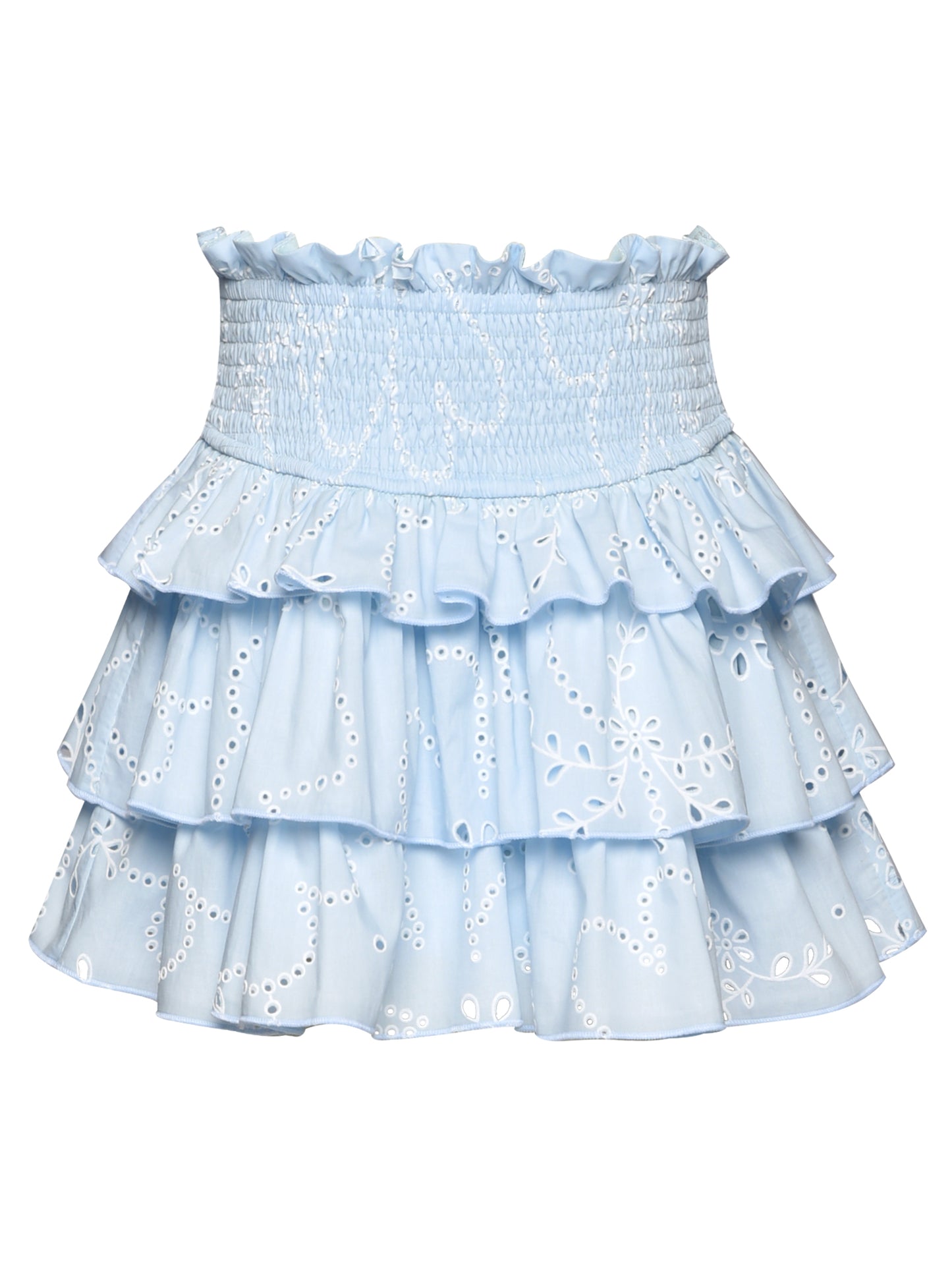 EYELET 3 TIER SMOCKED WAIST SKIRT