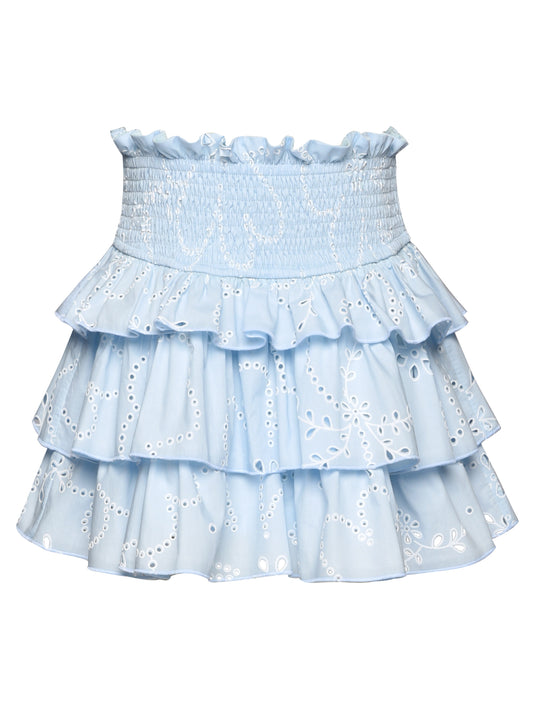 EYELET 3 TIER SMOCKED WAIST SKIRT