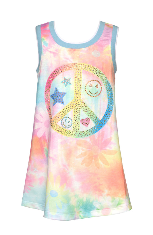 A-LINE DRESS W/ PEACE SIGN PRINT