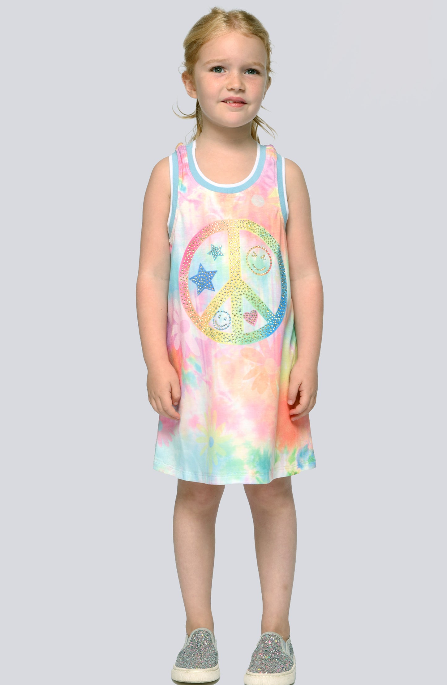 A-LINE DRESS W/ PEACE SIGN PRINT