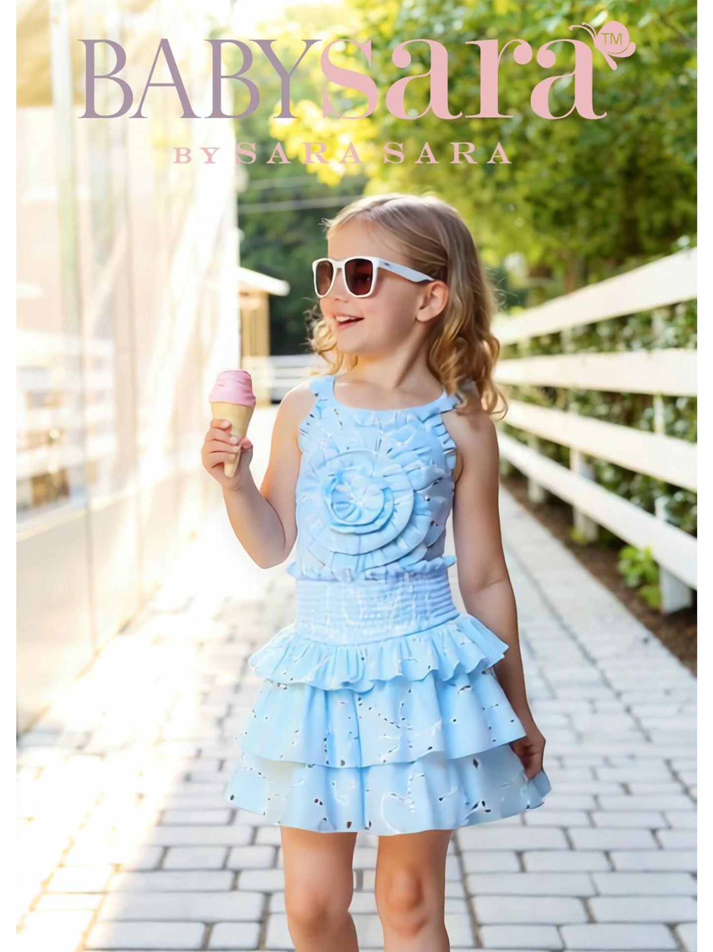 EYELET 3 TIER SMOCKED WAIST SKIRT