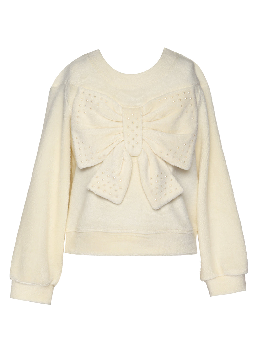 LONGSLEEVE SHERPA BOW TOP W/ PEARL HOTFIX