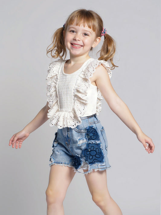 RUFFLE SMOCKED TOP