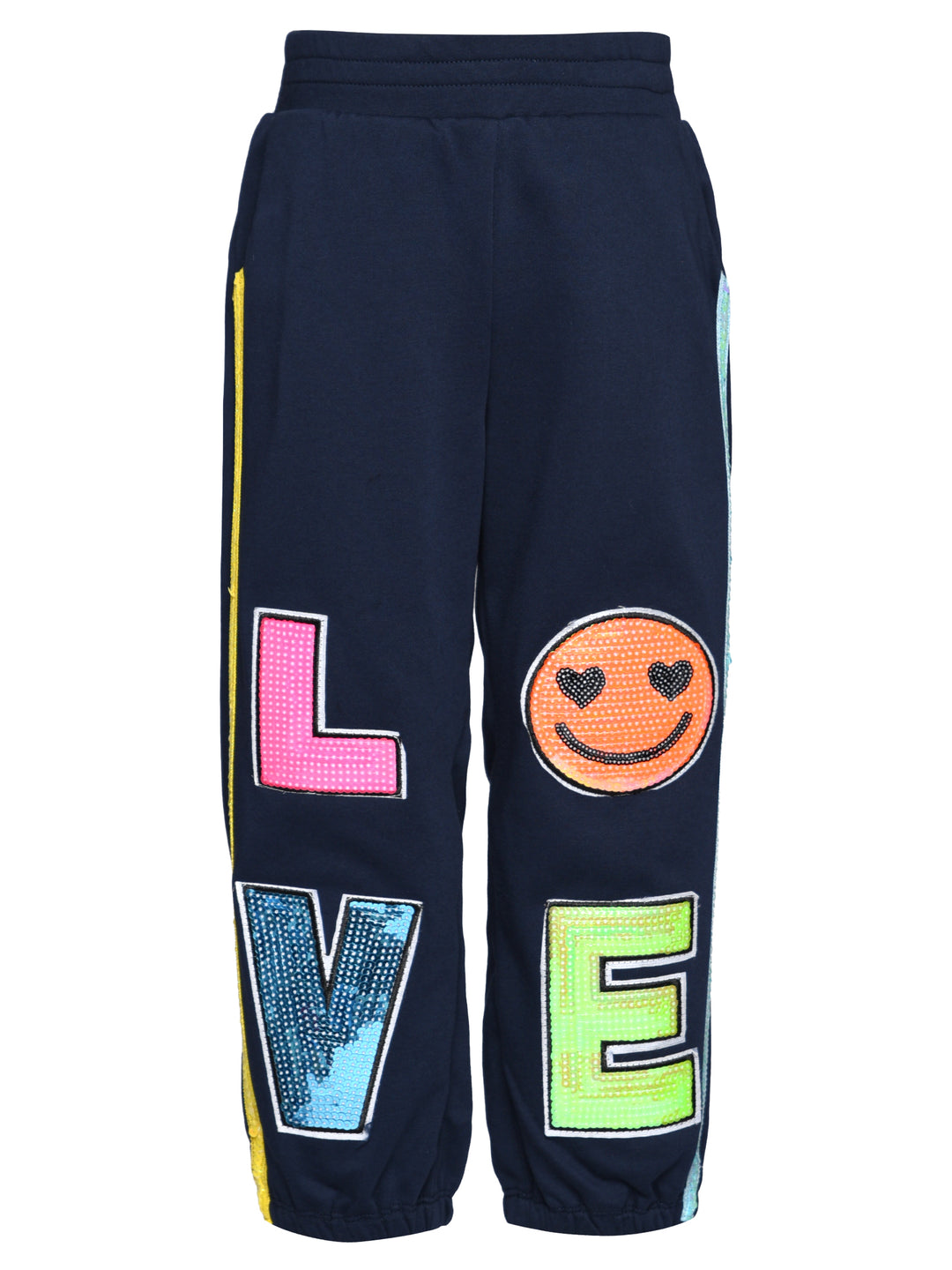 JOGGERS WITH LOVE SEQUIN PATCHES