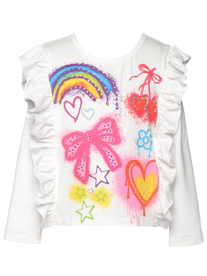 RUFFLE TOP W/ SPRAY PAINT GRAPHIC