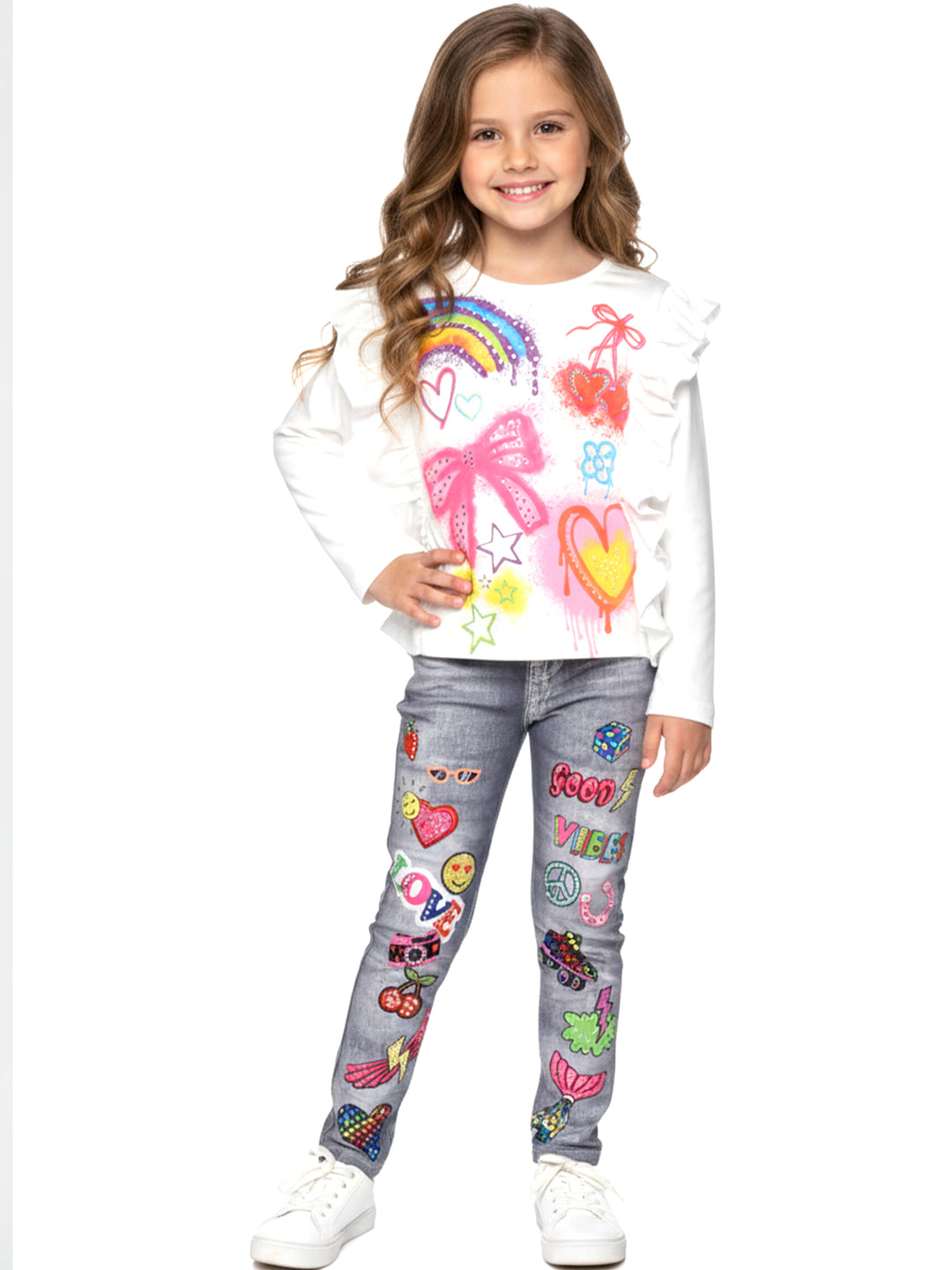 RUFFLE TOP W/ SPRAY PAINT GRAPHIC