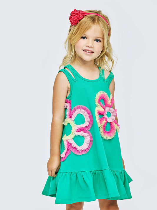 DRESS W/ MESH FLOWER DETAIL