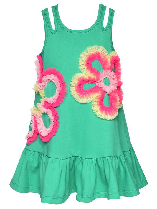 DRESS W/ MESH FLOWER DETAIL