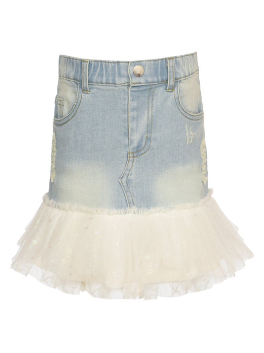 DENIM SKIRT W/ TUTU HEM
