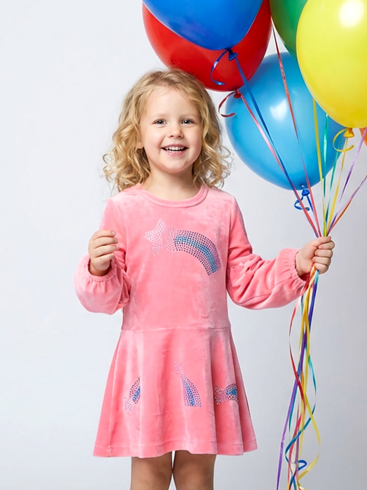 BUBBLE DRESS WITH SHOOTING STAR RHINESTONE DETAIL