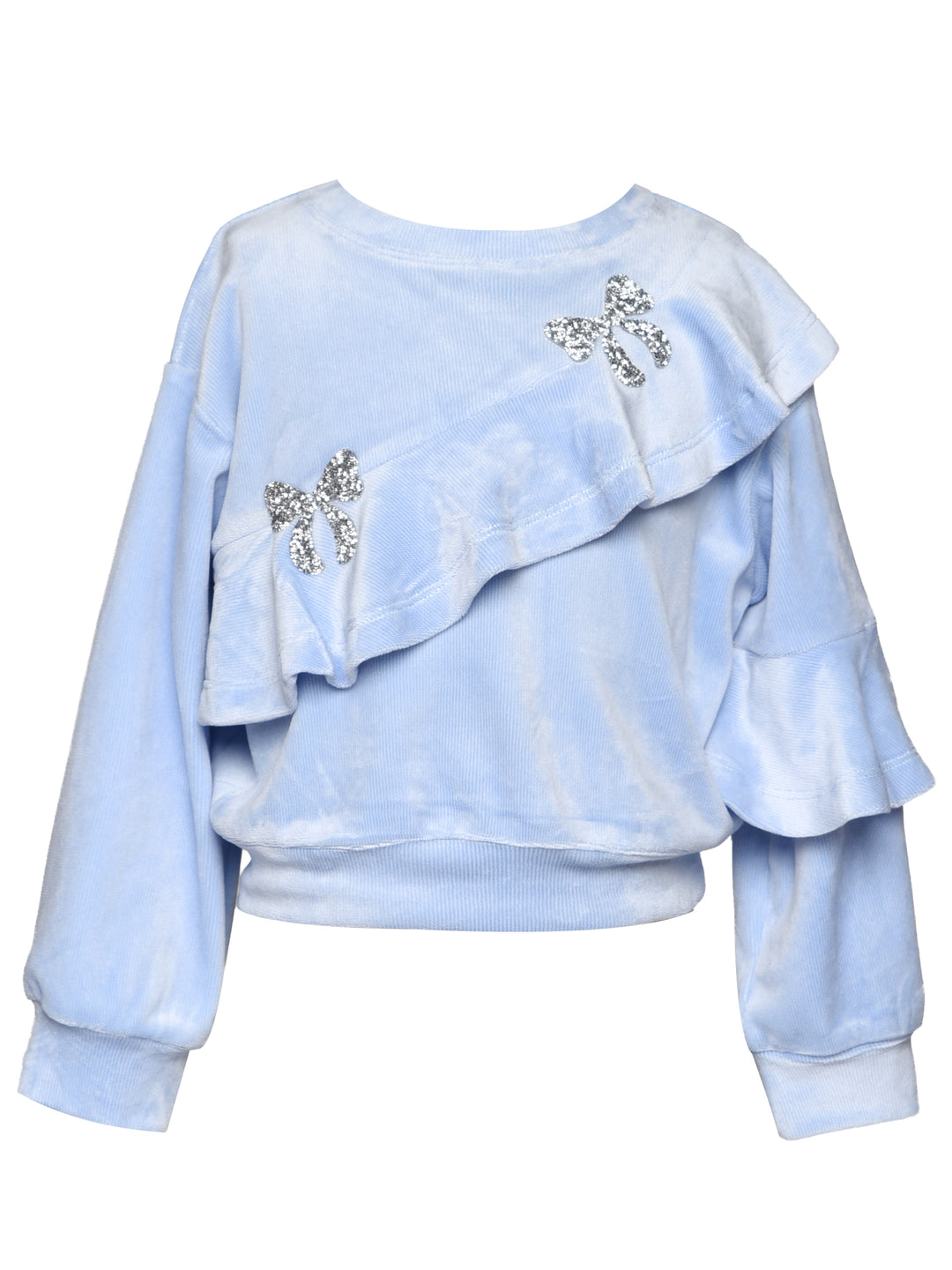 VELOUR TOP WITH ASYMMETRICAL RUFFLE