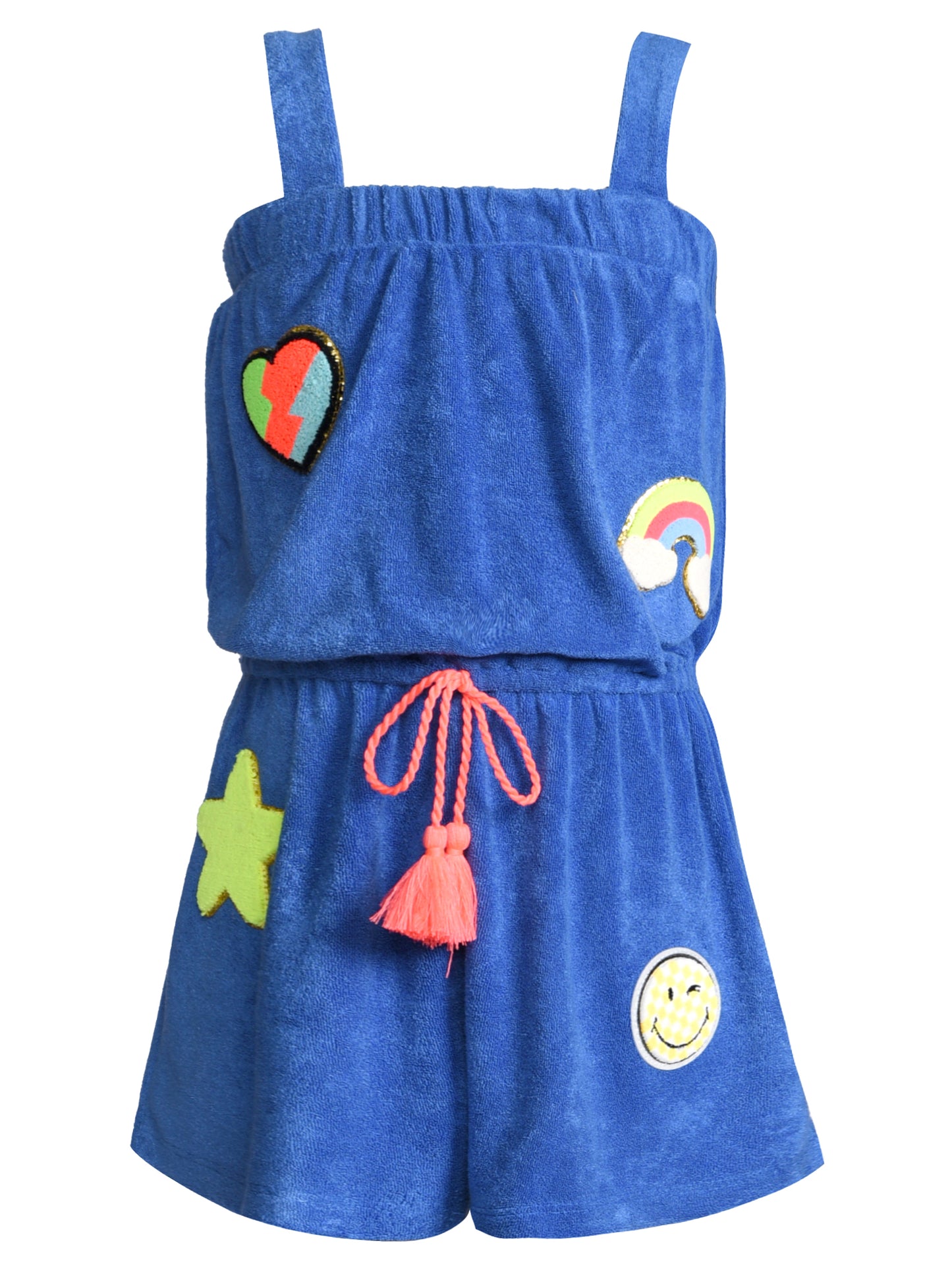 ROMPER W/ PATCH TRIMS AND FAUX TIE