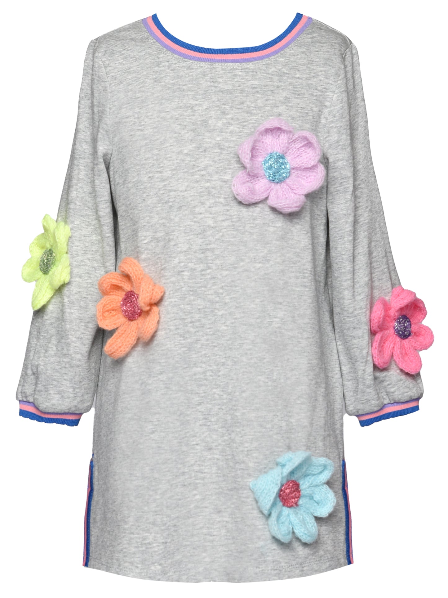 LONG SLEEVE DRESS WITH 3D FLOWERS