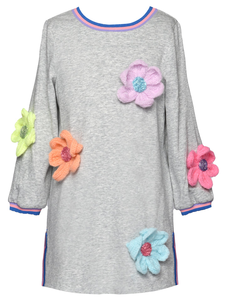 LONGSLEEVE DRESS WITH 3D FLOWERS