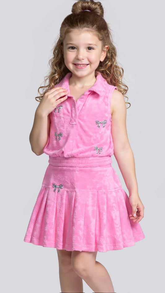 TOP WITH COLLAR AND SPARKLE BOW TRIM DETAIL