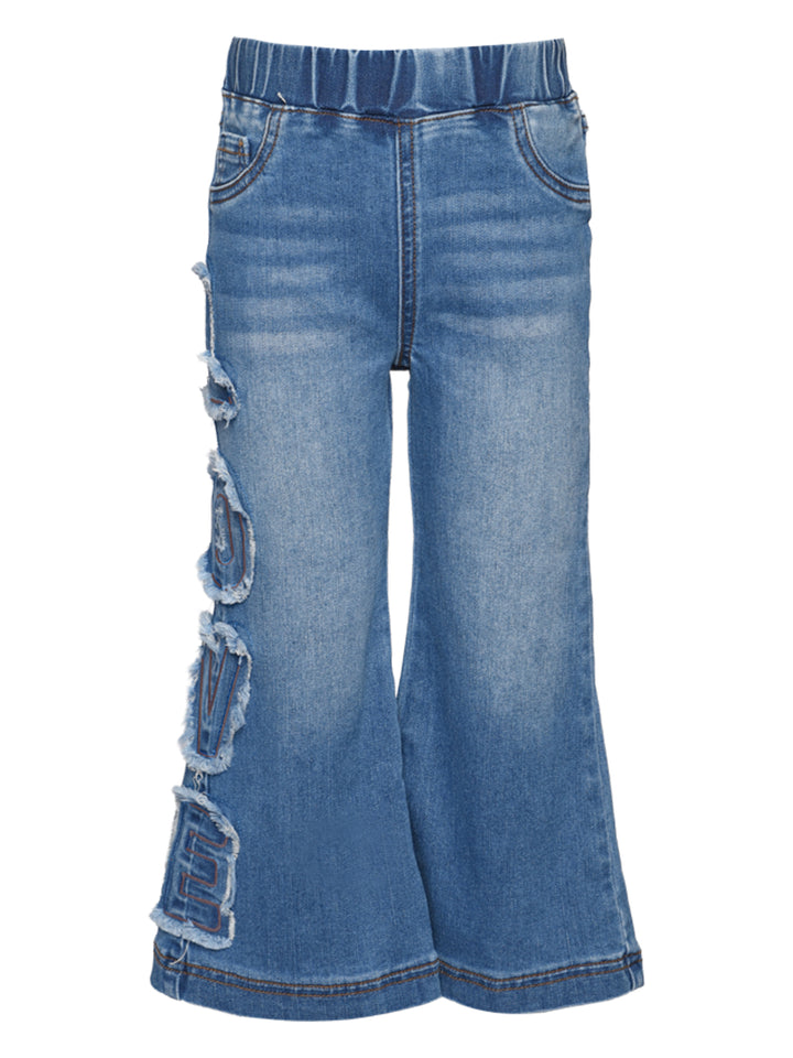 FLARED PANTS WITH LOVE PATCH DETAIL