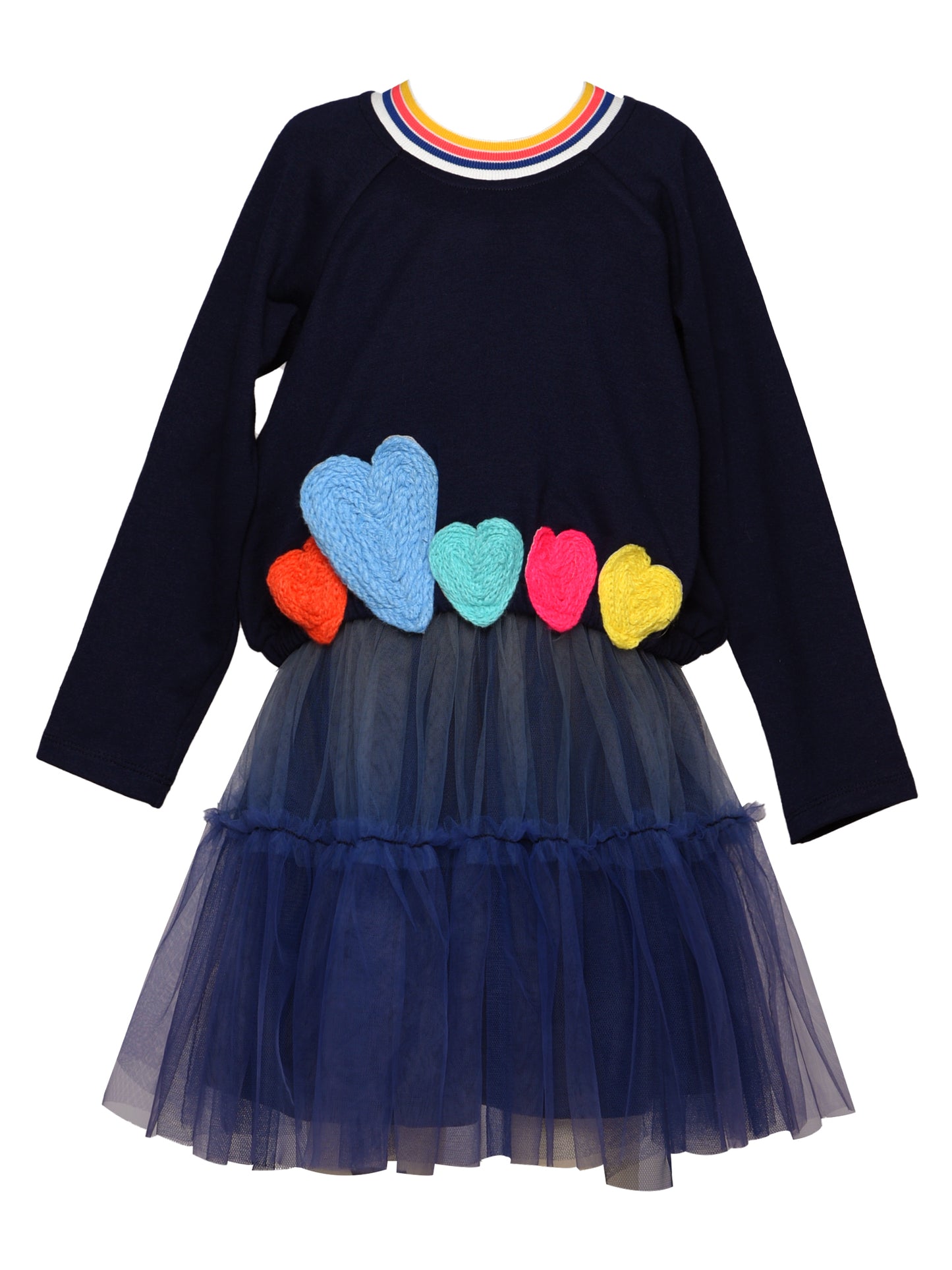 TWOFER DRESS WITH HEART TRIM AND OMBRE TUTU MESH