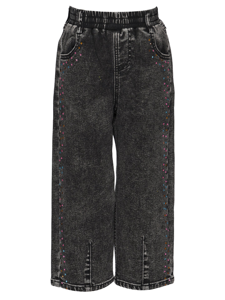 BARREL JEANS WITH RHINESTONE DETAILS