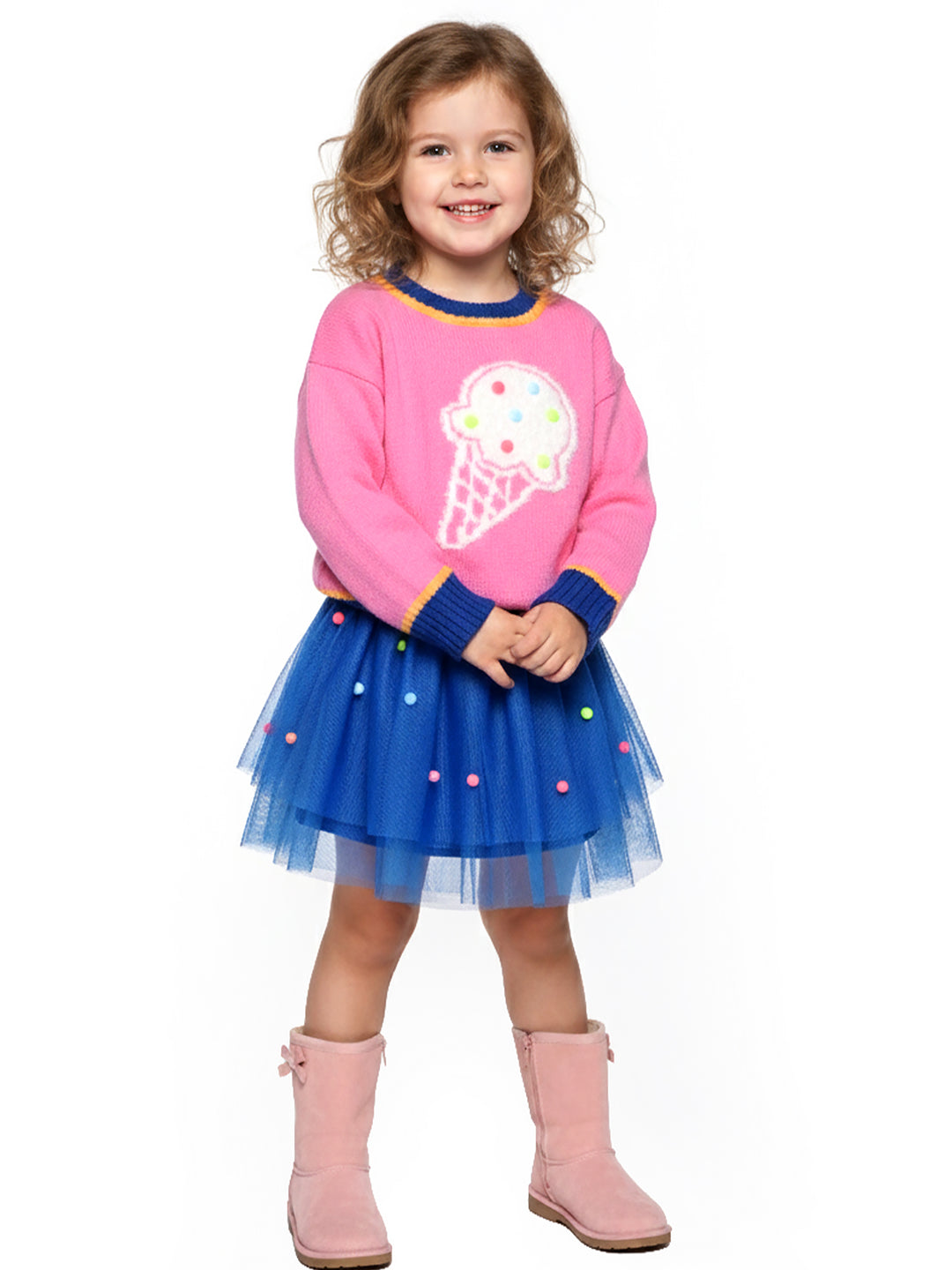 2 TIER TUTU SKIRT WITH POMPOM TRIMS