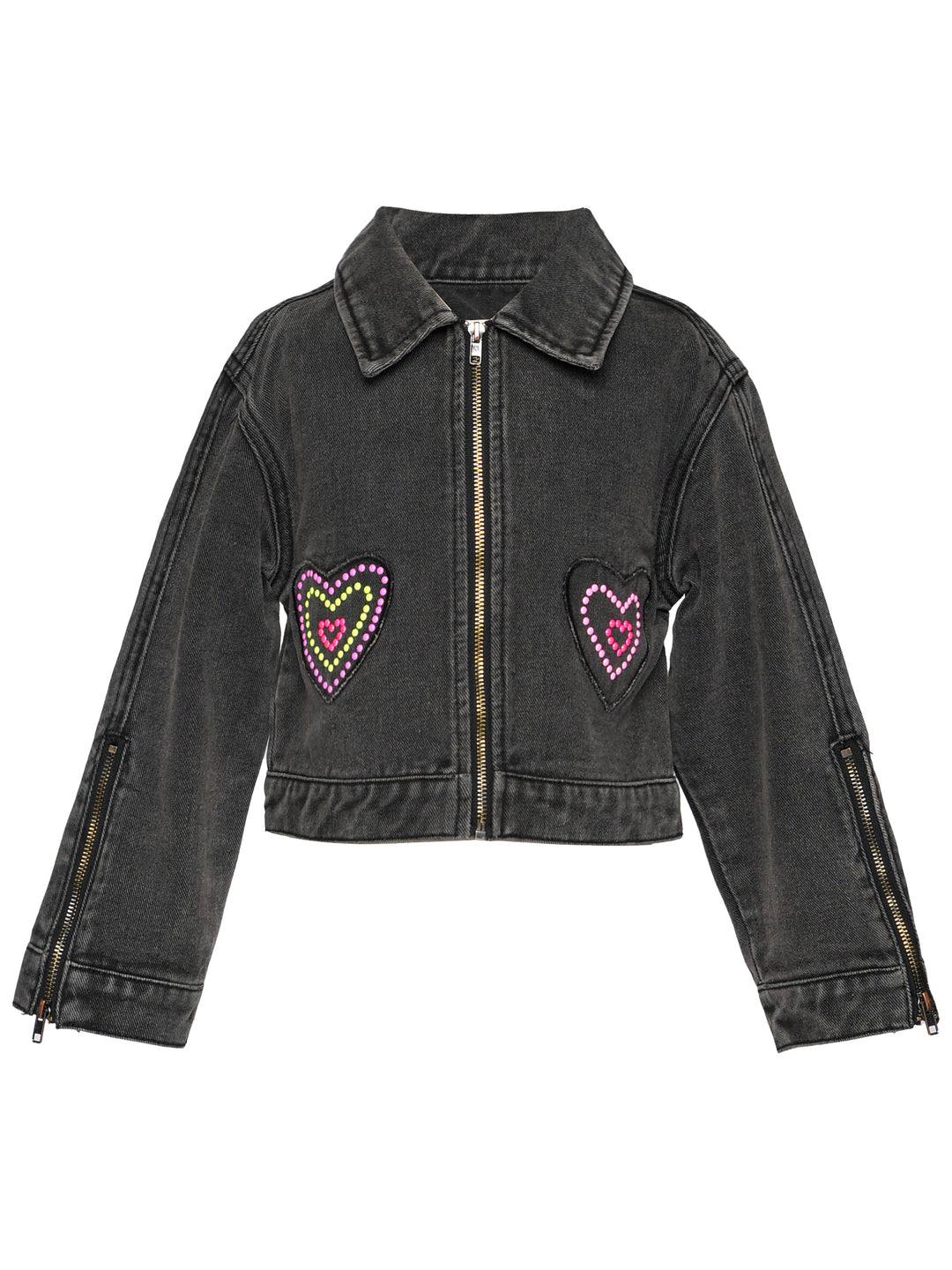 DENIM JACKET WITH HEART HOTFIX DETAIL