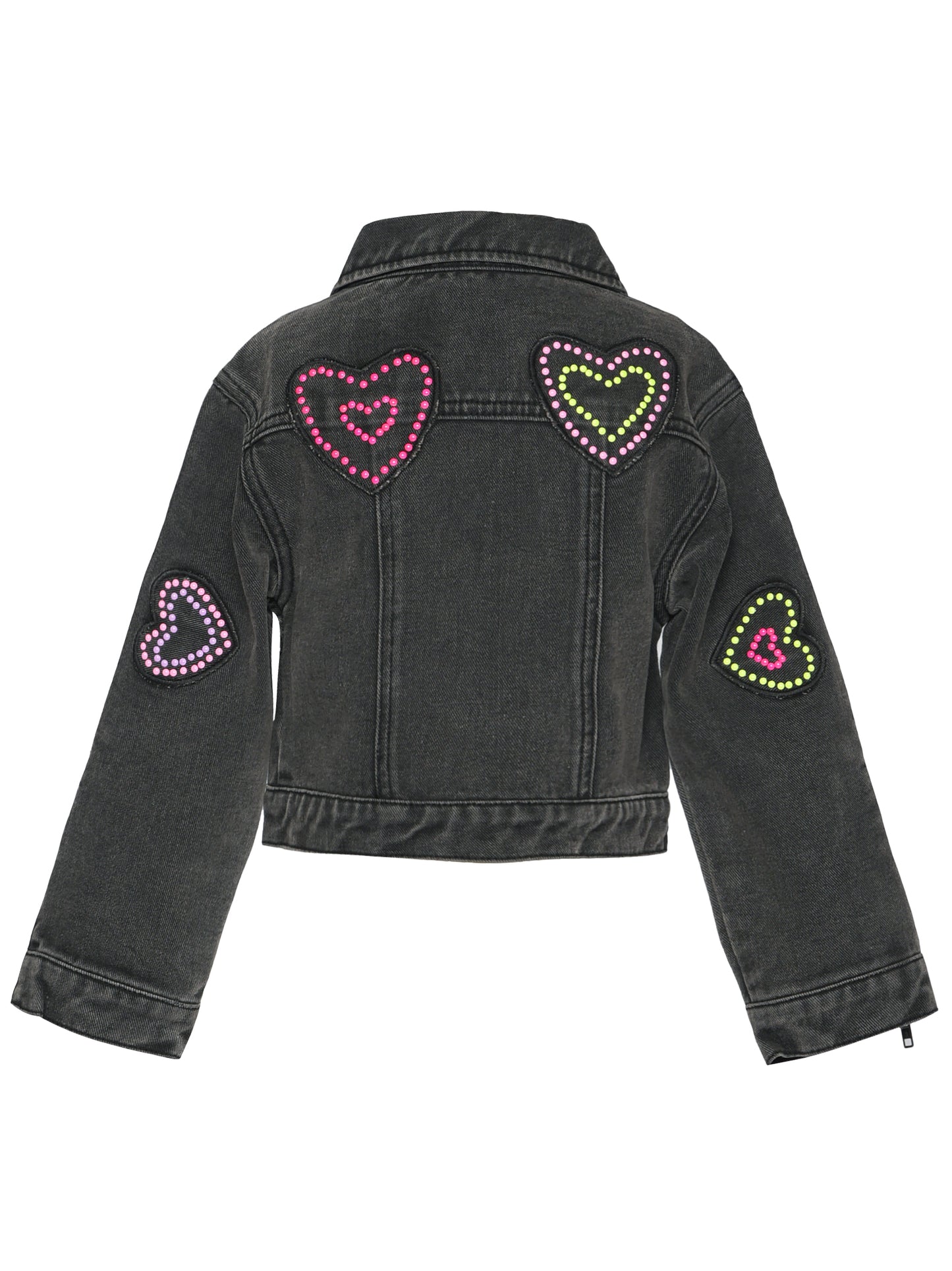 DENIM JACKET WITH HEART HOTFIX DETAIL