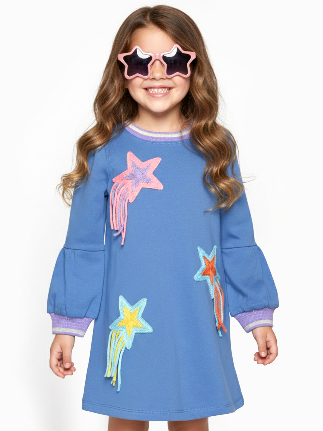 A-LINE DRESS WITH STAR TRIM DETAIL