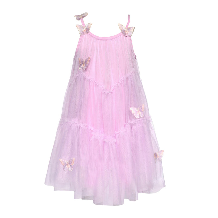 Infant l Toddler l Little Girl Tiered Mesh Ruffle Butterfly Midi Dress