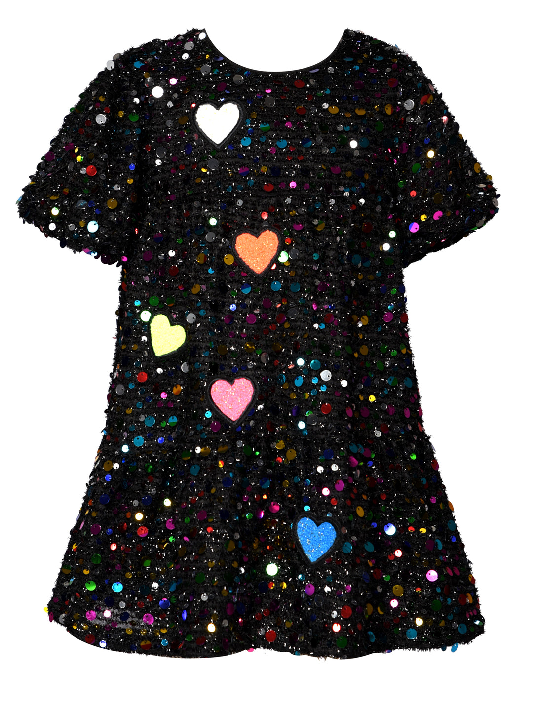 SEQUIN TIERED DRESS W/ HEART PATCH DETAIL