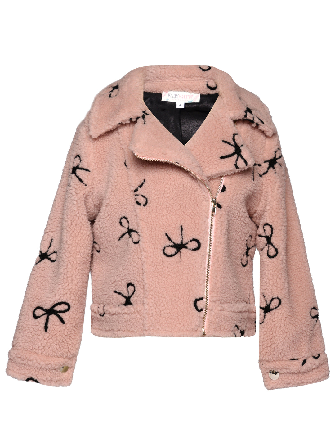 BOW EMBROIDERED SHERPA JACKET