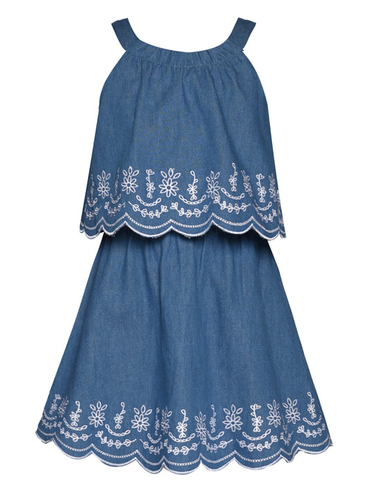 EMBROIDERED TWOFER DRESS