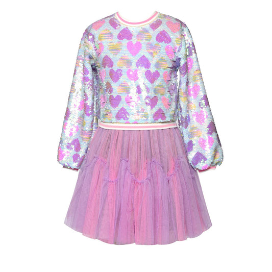 Little l Toddler l Tween Girl’s Sequin Heart Tutu Twofer Dress