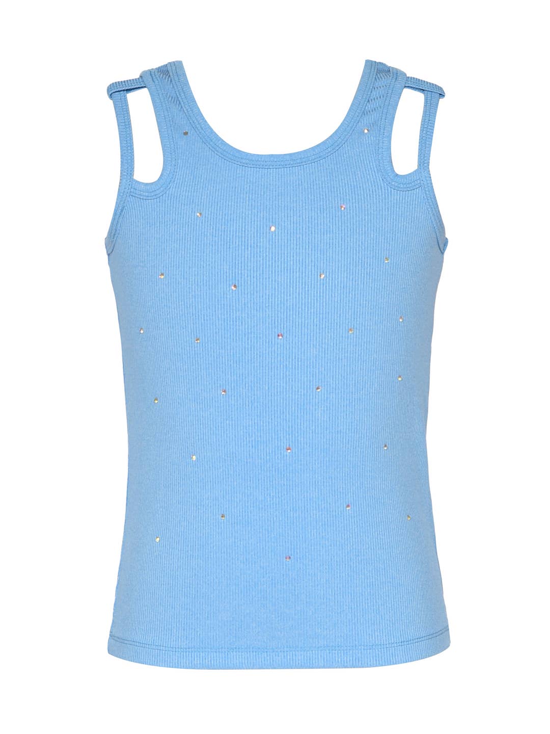 Rhinestone Cut-Out Ribbed Tank Top