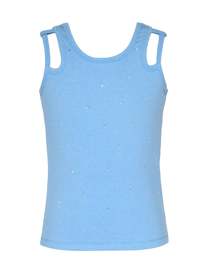 Little l Big l Tween Rhinestone Cut-Out Ribbed Tank Top