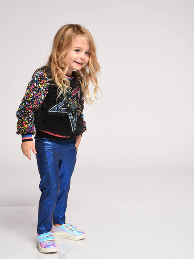 Infant l Toddler l Littler Girl Faux Fur Sequin Detail Star Pullover