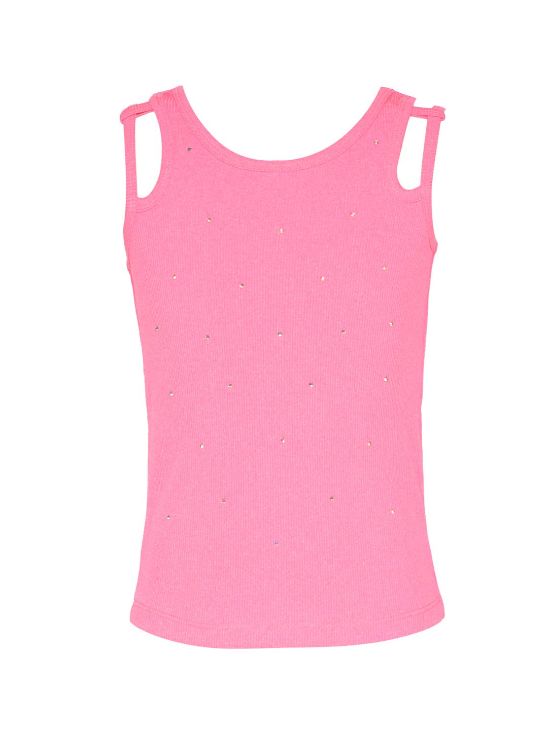 Rhinestone Cut-Out Ribbed Tank Top
