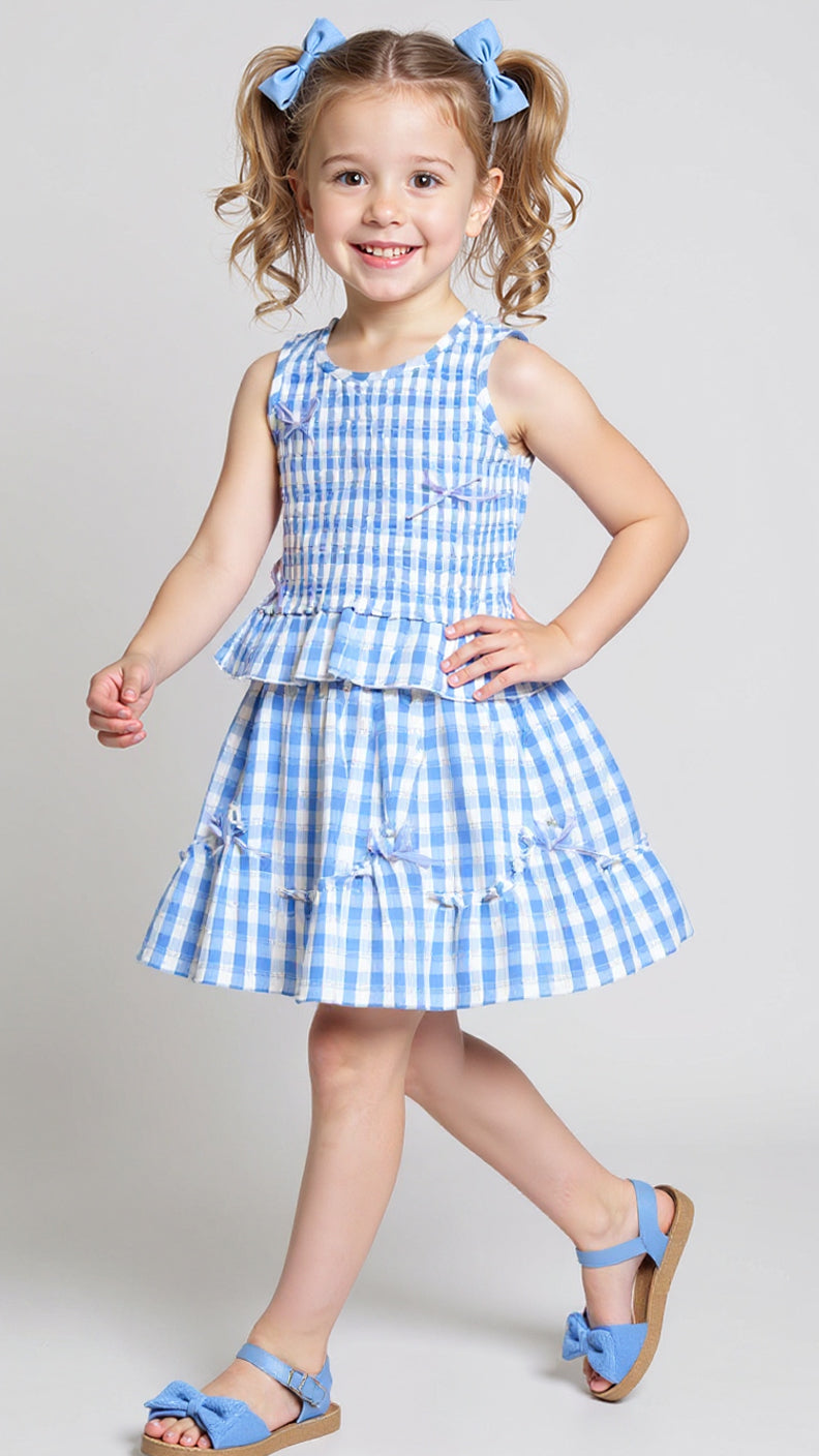 GINGHAM SKIRT WITH BOW DETAIL