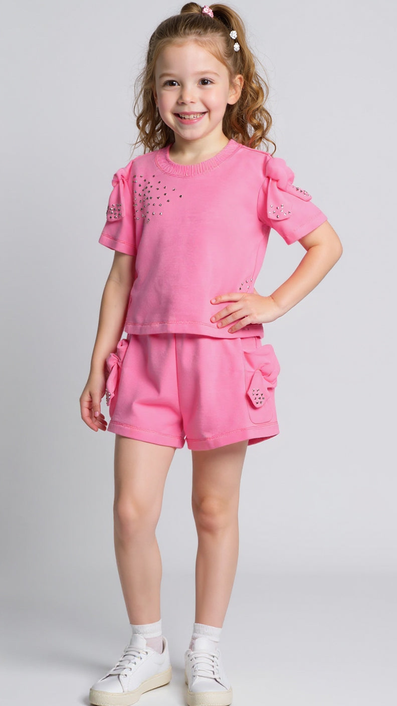 KNOT POCKET SHORTS W/ RHINESTONE DETAIL