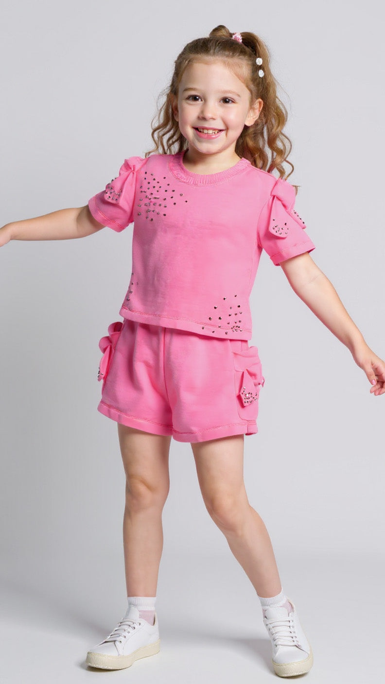 KNOT POCKET SHORTS W/ RHINESTONE DETAIL