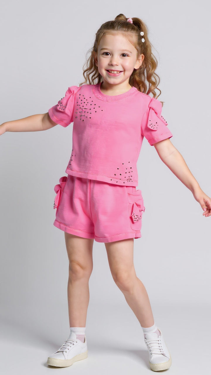 KNOT SLEEVE TOP W/ RHINESTONE DETAIL