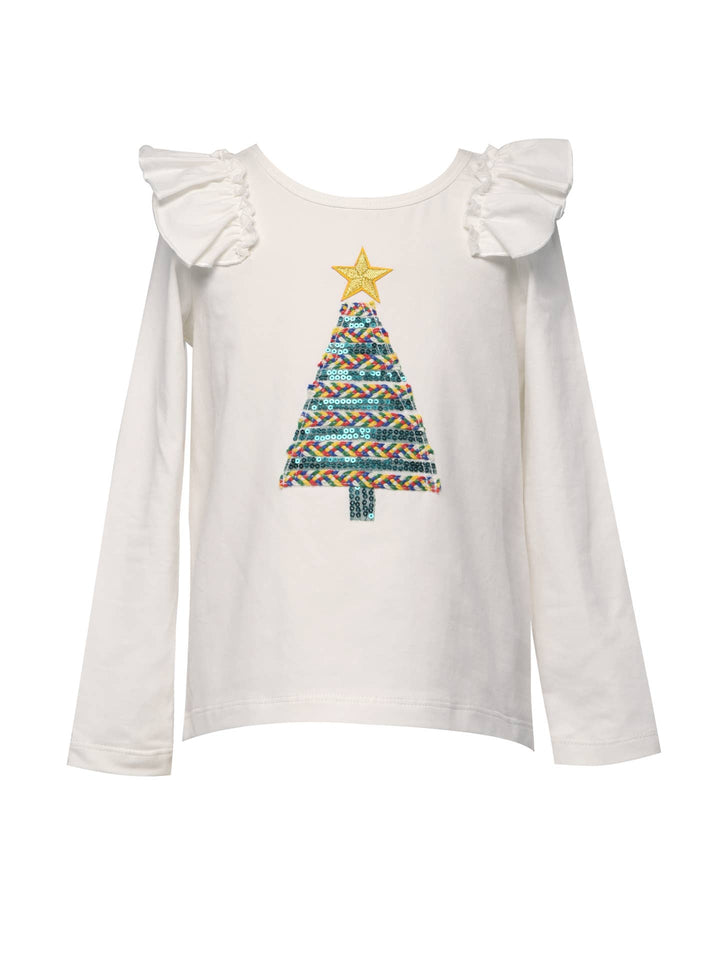 Toddler l Little Girls Long Sleeve Sequin Christmas Tree Tee