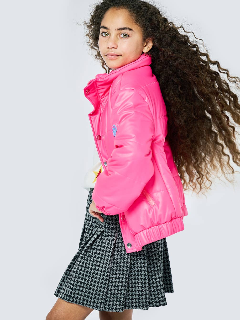 Little l Big l Tween Girl’s Pleather Patch Puffer Jacket
