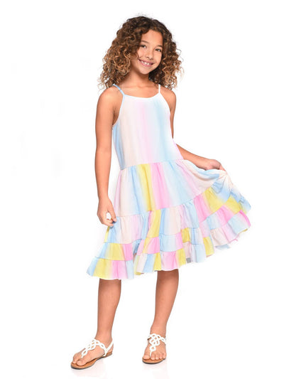 Little l Tween l Big Girl’s Pastel Ombre Tiered Dress