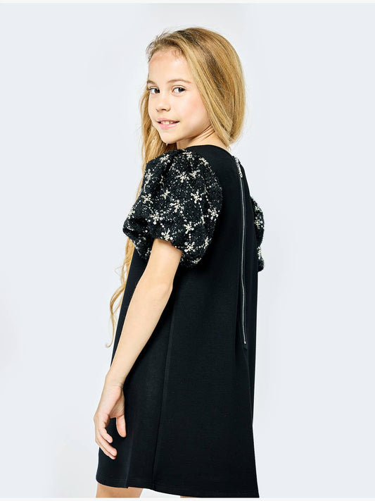 Little l Big l Tween Girl’s Puff Sleeve Rhinestone Party Dress