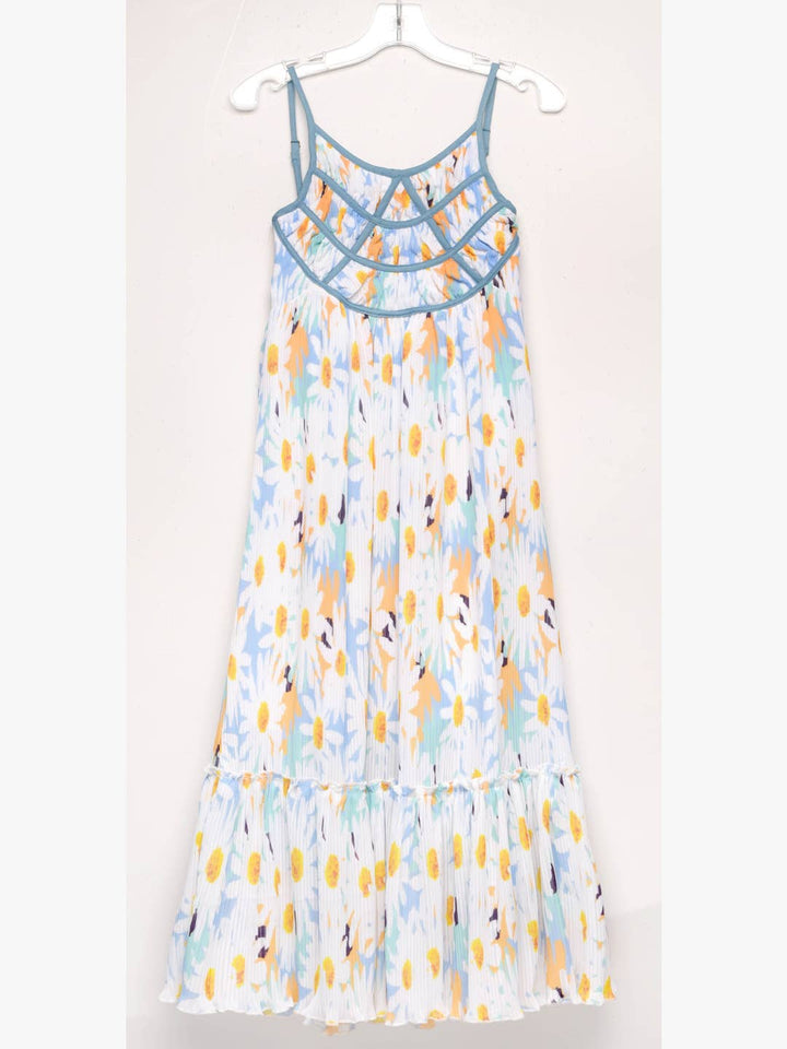 Little l Big l Tween Girl’s Daisy Watercolor Strappy Maxi Dres