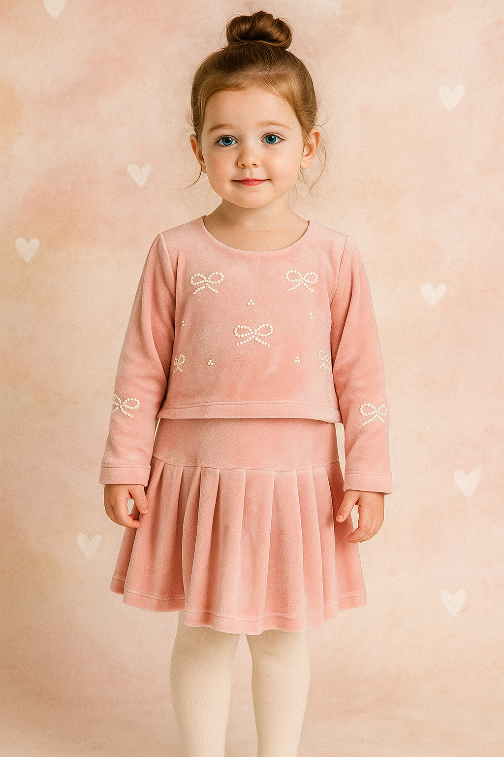 Infant l Toddler l Little Girl’s Velour Twofer Pearl Bow Dress