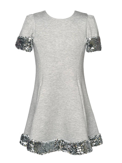 Little l Big l Tween Girl’s Sequin Trim Heather Dress