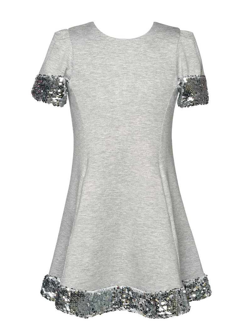 Little l Big l Tween Girl’s Sequin Trim Heather Dress